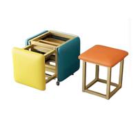 WIGSELBL Sofá anidable de cubo 5 en 1, reposapiés otomano apilable con ruedas giratorias, taburete de maquillaje multifuncional para sala de estar (dorado)