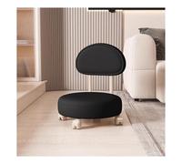 WIGSELBL Taburete bajo giratorio de 360° con respaldo, taburete bajo de polea rodante con ruedas, silla de limpieza de maquillaje para cambiar zapatos, silla otomana de piel sintética (Nero)