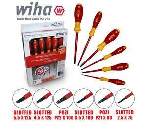 Wiha 25477 Set Destornilladores Aislados VDE Ranura Pozidriv 6 Piezas SoftFinish