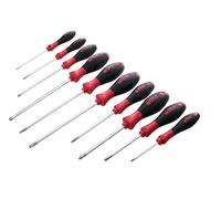 Wiha 30290 SoftFinish - Juego de destornilladores de agarre ranurados 3.0-6.5, Phillips número 0-2 y número cuadrado 1-3, juego de 10 piezas