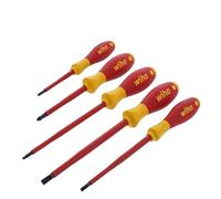 Wiha 32059 - Juego de 5 destornilladores ranurados con acabado suave aislado/Phillips/cuadrado