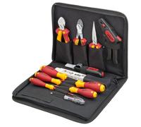 Wiha 36389 - Juego de Herramientas para Electricista de 13 Piezas, Incluye Alicates de Corte Diagonal, Punta Fina, Pelacables y 5 Destornilladores, Estuche Negro
