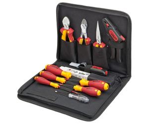 Wiha 36389 - Juego de Herramientas para Electricista de 13 Piezas, Incluye Alicates de Corte Diagonal, Punta Fina, Pelacables y 5 Destornilladores, Estuche Negro