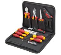 Wiha 36389 Set de Herramientas para Electricista, 13 Piezas, Incluye Alicates de Corte Diagonal y Punta Fina, Pelacables, 12 Herramientas en Estuche Negro