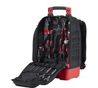 Wiha 45529 - Mochila de herramientas para mecánicos (43 piezas, con equipamiento básico, base estable, con compartimento para portátil, bolsillos para accesorios)