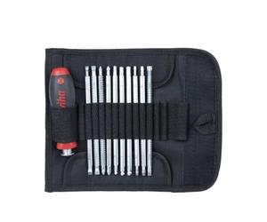 Wiha Destornillador con hojas intercambiables Set SYSTEM 6, 12 pzas | (03591) Para tornillos profundos, hexagonal, Phillips, TORX, plano, estuche enrollable incl. I juego destornillador