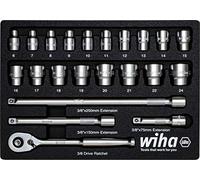 WIHA 44708 - Juego de zócalo, hexagonal, 3/8'', 23 piezas