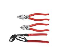 Wiha Juego de alicates Classic Alicates universales de fuerza, alicantes para fontanería, alicates de corte diagonal de fuerza, de 3 unid. (26853)