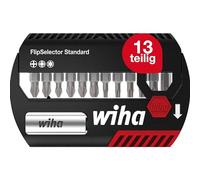 Wiha Juego de bits FlipSelector Standard de 25 mm Phillips, Pozidriv, TORX®, de 15 unid. de 1/4" C6,3, con clip para el cinturón (39060)