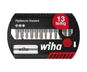 Wiha Juego de bits FlipSelector Standard de 25 mm Phillips, Pozidriv, TORX®, de 15 unid. de 1/4" C6,3, con clip para el cinturón (39060)