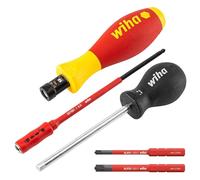 Wiha Juego de destornilladores dinamométricos TorqueVario®-S electric 0,8-5,0 Nm PlusMinus/Pozidriv, de 5 unid., con limitación del par de apriete de ajuste variable (38074)
