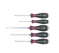 Wiha Juego de destornilladores MicroFinish ranurado, Phillips, con varilla hexagonal continua y plancha de acero maciza, de 5 unid. (29138)