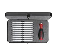Wiha Juego de destornilladores profesionales con cuchillas de repuesto ajustables I incluye caja I 12 piezas I acero al cromo vanadio molibdeno I mango SoftFinish I bolsa enrollable (00623)