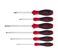Wiha Juego de destornilladores SoftFinish® ranurados, Pozidriv, de 6 unid., con prolongación hexagonal (21249)