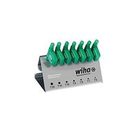 Wiha Juego de llaves Allen con mango de bandera TORX, de 8 unid., acabado en oxidación negra, incl. soporte de banco de trabajo (25625)