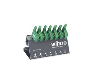 Wiha Juego de llaves Allen con mango de bandera TORX, de 8 unid., acabado en oxidación negra, incl. soporte de banco de trabajo (25625)
