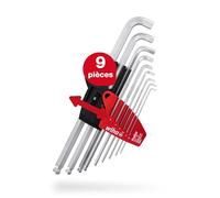 Wiha Juego de llaves Allen en soporte ProStar con cabeza esférica hexagonal con brazo corto, de 10 unid., en cromado mate, en blíster (35481)