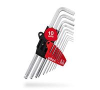 Wiha Juego de llaves Allen en soporte ProStar con cabeza esférica hexagonal, de 10 unid., en cromado mate (07192)