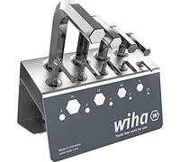 Wiha Juego de llaves Allen hexagonales, de 10 unid., cortas, en niquelado brillante, incl. soporte de banco de trabajo 0 (01182)