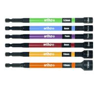 Juego de llaves de tubo magnéticas codificadas por colores, 150 mm, 6 piezas, 1/4" (47035)