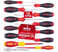 Wiha Juego destornilladores 13 pzas I herramientas VDE para electricista | (47176) Con plano, Phillips & Torx, cabeza de golpeo & buscapolos, para pros y bricolaje, juego destornilladores