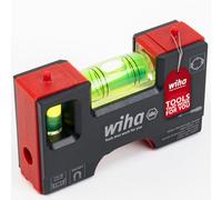 Wiha Mini nivel de burbuja Pocket I 10 cm con imán I Herramienta electricista para enchufe I Nivel horizontal de 4 anillas + nivel vertical para una alineación precisa I Nivel magnético (46957)