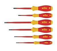 Wiha Juego de destornilladores SoftFinish® electric slimFix ranurados, Phillips, de 6 unid (35389)