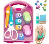 Wihacap Creative Kids DIY Puncher Craft Set, Craft Scissors and Hole Punch Set, Craft Hole Punch Shapes Set for Kids, Shape Cutters for Crafts, Leaf, Butterfly, Star Heart Flower Punch (Ste-B)