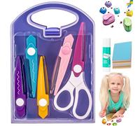 Wihacap Creative Kids DIY Puncher Craft Set, Craft Scissors and Hole Punch Set, Craft Hole Punch Shapes Set for Kids, Shape Cutters for Crafts, Leaf, Butterfly, Star Heart Flower Punch (Ste-F)