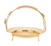 WIHFHGZ Bandeja de Frutas Retro, para Servir Redondo de Metal con Asa, 25,6 x 24 cm - Diseño Europeo Elegante, Multifuncional y Portátil para Hogar y Café