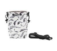 WIHFHGZ Bolsa de Cámara Tipo Saco con Cordón, Gran Capacidad, Impermeable, Estilo Hojas Verdes, Multifuncional y Portátil - Acceso Rápido, Correa Ajustable, Ideal para Fotografía al Aire (Ballena)