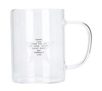 WIHFHGZ Copa de Vidrio Transparente 350ml, Taza con Asa, Alta Resistencia y Ligero - Ideal Para Café, Té y Bebidas Frías, Uso Diario y Regalos (En forma de estrella de cinco puntas)