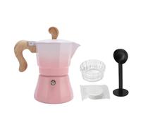 WIHFHGZ Italiana de Aluminio 150ml, con Válvula Única, 3 Tazas, Rojo Degradado - Distribuidor y Cuchara para Café Incluidos, Juego Completo para Amantes del Café (Rosa degradado)