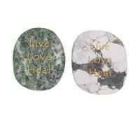 WIHFHGZ Piedras de Cristal Grabadas, Juego de 2, Palabras Inspiradoras Live Love, Tamaño de Bolsillo Pulido y Portátil - Apariencia Brillante, Regalo Motivacional para Amigos y Familiare