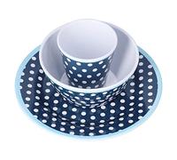 WIHFHGZ Set De 3 Piezas De Vajilla Para Ensalada Melamina Colores Variados - Resistente Y Seguro Para Hogar Y Restaurantes (puntos azul oscuro)
