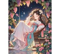Wihgkin Kit de punto de cruz bordado Chica anime con estilo antiguo DIY cross stitch estampado costura patrón de bordado Imágenes regalo 11CT Lienzo preimpreso（40 * 50cm）