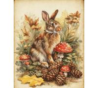 Wihgkin Kits estampados de punto de cruz Animal conejo 11ct Lona Preimpresa patrón de costura cruzada para costura kits de inicio de bordado para principiantes(40×50cm)