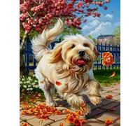 Wihgkin Kits estampados de punto de cruz Animal golden retriever 11ct Lona Preimpresa patrón de costura cruzada para costura kits de inicio de bordado para principiantes(40×50cm)