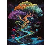 Wihgkin Kits estampados de punto de cruz Árbol pintado 11ct Lona Preimpresa patrón de costura cruzada para costura kits de inicio de bordado para principiantes(40×50cm)