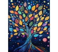 Wihgkin Kits estampados de punto de cruz Árbol pintado 11ct Lona Preimpresa patrón de costura cruzada para costura kits de inicio de bordado para principiantes(40×50cm)