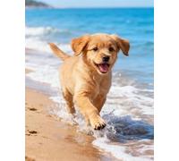 Wihgkin Kits estampados de punto de cruz Cachorro en la playa 11ct Lona Preimpresa patrón de costura cruzada para costura kits de inicio de bordado para principiantes(40×50cm)