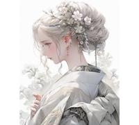 Wihgkin Kits estampados de punto de cruz Chica con kimono 11ct Lona Preimpresa patrón de costura cruzada para costura kits de inicio de bordado para principiantes(40×50cm)