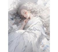 Wihgkin Kits estampados de punto de cruz Chica con kimono 11ct Lona Preimpresa patrón de costura cruzada para costura kits de inicio de bordado para principiantes(40×50cm)