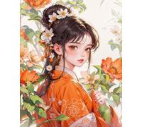 Wihgkin Kits estampados de punto de cruz Chica de estilo antiguo 11ct Lona Preimpresa patrón de costura cruzada para costura kits de inicio de bordado para principiantes(40×50cm)