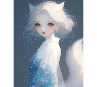 Wihgkin Kits estampados de punto de cruz Chica zorro 11ct Lona Preimpresa patrón de costura cruzada para costura kits de inicio de bordado para principiantes(40×50cm)