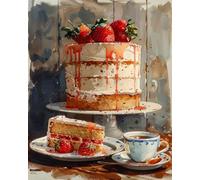 Wihgkin Kits estampados de punto de cruz Pasteles y postres 11ct Lona Preimpresa patrón de costura cruzada para costura kits de inicio de bordado para principiantes(40×50cm)