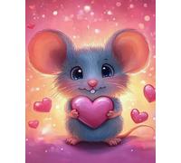 Wihgkin Kits estampados de punto de cruz Ratón corazón 11ct Lona Preimpresa patrón de costura cruzada para costura kits de inicio de bordado para principiantes(40×50cm)