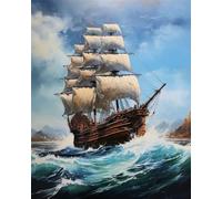 Wihgkin Kits estampados de punto de cruz Velero en el mar 11ct Lona Preimpresa patrón de costura cruzada para costura kits de inicio de bordado para principiantes(40×50cm)