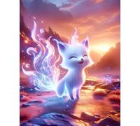 Wihgkin Kits estampados de punto de cruz Zorro blanco de nueve colas 11ct Lona Preimpresa patrón de costura cruzada para costura kits de inicio de bordado para principiantes(40×50cm)