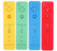 Wii Controller 4 Pack, Wii Mando a distancia con funda de silicona y correa de muñeca compatible para Wii/Wii U consola - amarillo+verde+azul+rojo